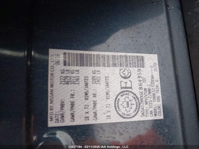5N1AT2MVXGC864359 Nissan Rogue S/sl Premium/sv