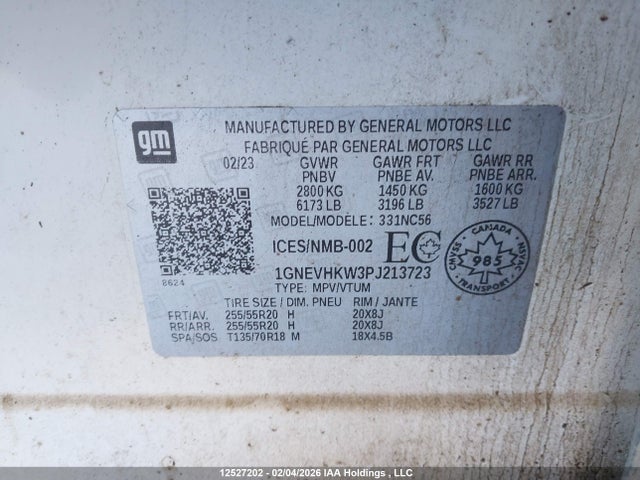 1GNEVHKW3PJ213723 Chevrolet Traverse Lt