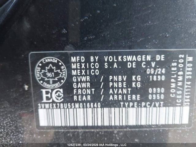 Продаж на аукціоні авто 2025 Volkswagen Jetta Se, vin: 3VWEX7BU5SM016640, номер лоту: 12527239