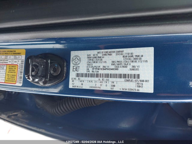 1FTFW1E84PKD48380 Ford F-150 King Ranch/lariat/platinum/tremor/xl/xlt
