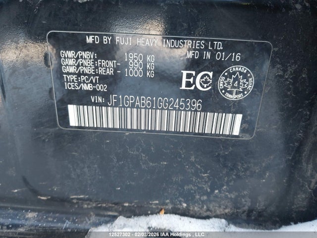 JF1GPAB61GG245396 Subaru Impreza Premium