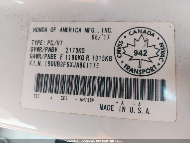 19UUB3F5XJA801175 Acura TLX