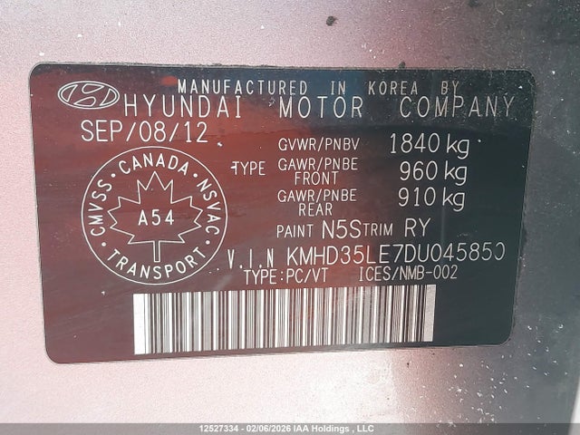 Aukcja sprzedaży 2013 Hyundai Elantra Gt Gls, vin: KMHD35LE7DU045850, numer aukcji: 12527334