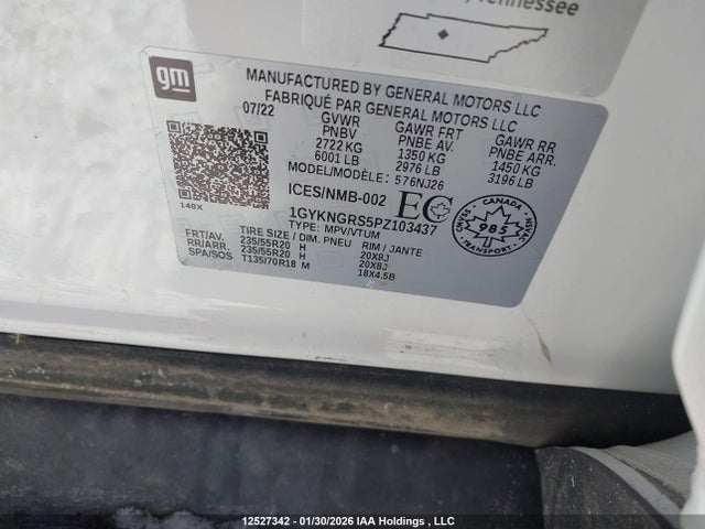 1GYKNGRS5PZ103437 Cadillac Xt5 Sport