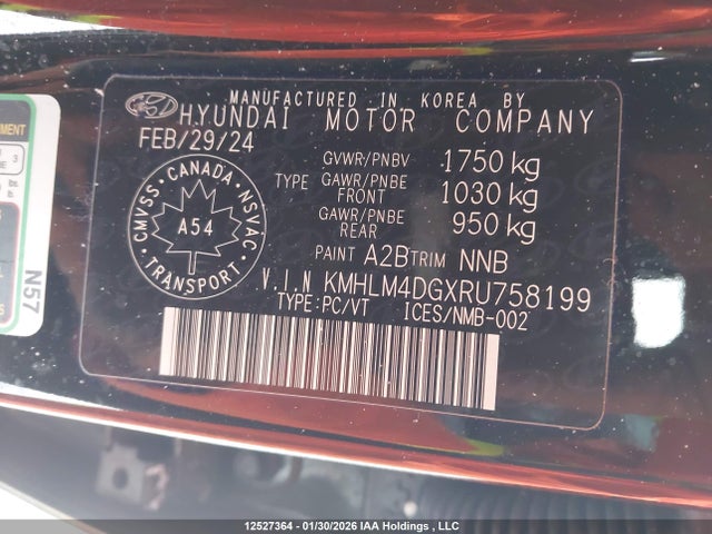 KMHLM4DGXRU758199 Hyundai Elantra