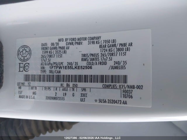 1FTFW1E55LKE52506 Ford F150 Supercrew