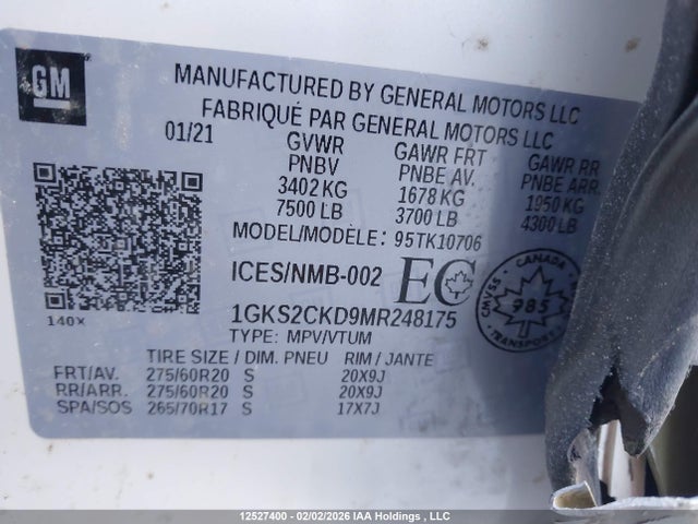 1GKS2CKD9MR248175 GMC Yukon At4