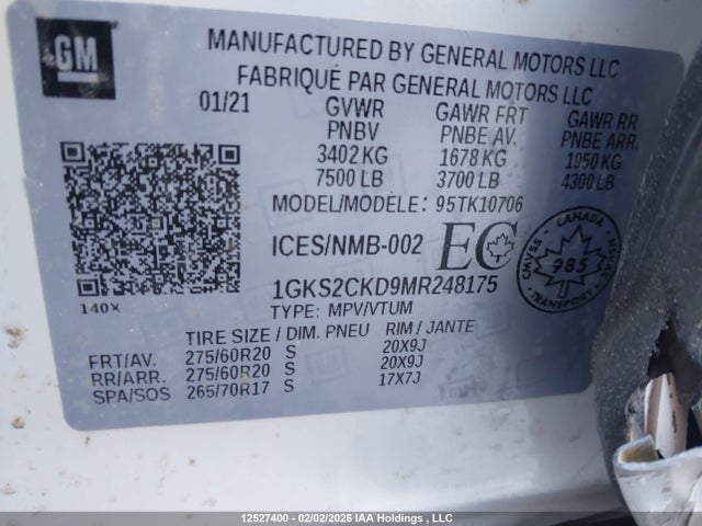 1GKS2CKD9MR248175 GMC Yukon At4