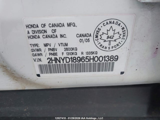 Aukcja sprzedaży 2005 Acura Mdx, vin: 2HNYD18965H001389, numer aukcji: 12527418