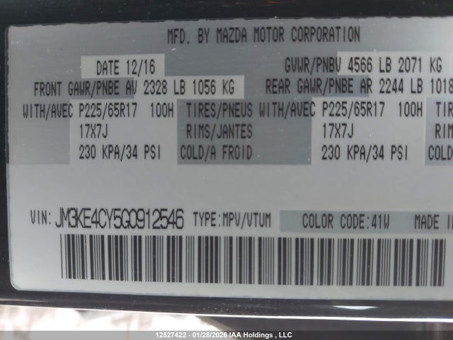 JM3KE4CY5G0912546 Mazda Cx-5 Touring