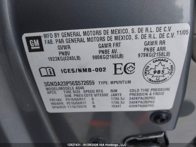Aukcja sprzedaży 2006 Chevrolet Hhr, vin: 3GNDA23P56S572659, numer aukcji: 12527431