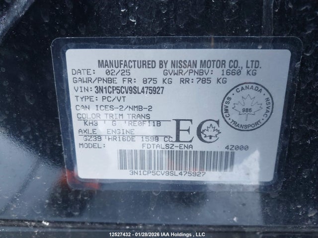 3N1CP5CV9SL475927 Nissan Kicks Play Sv