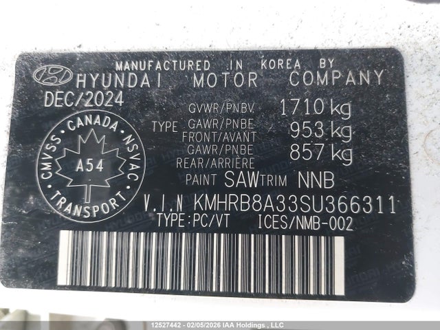 Продажа на аукционе авто 2025 Hyundai Venue Essential, vin: KMHRB8A33SU366311, номер лота: 12527442