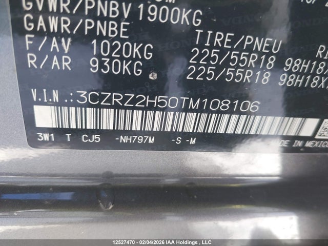 3CZRZ2H50TM108106 Honda HR-V SPORT