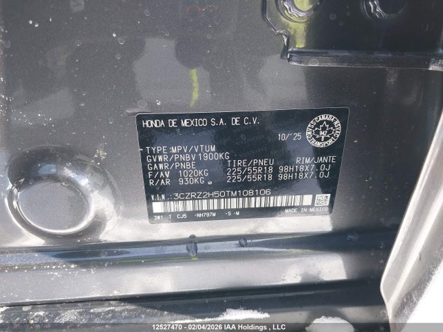 3CZRZ2H50TM108106 Honda HR-V SPORT
