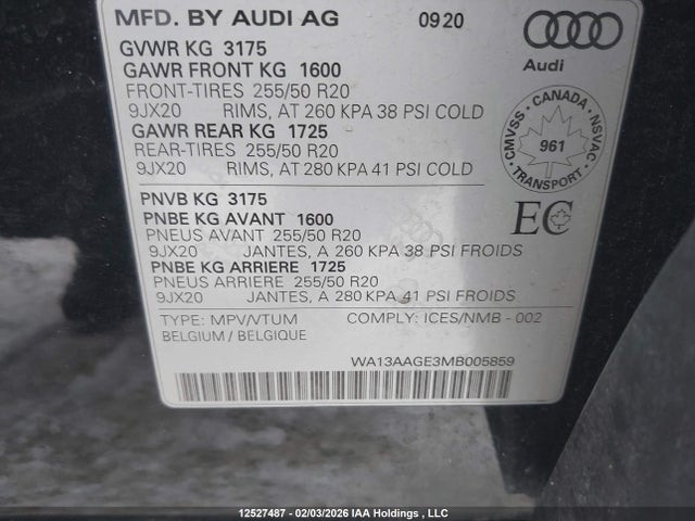 WA13AAGE3MB005859 Audi E-TRON SPORTBACK
