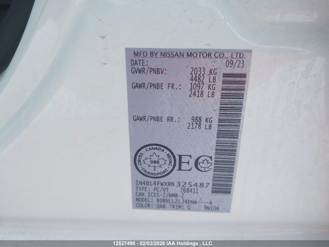 1N4BL4FWXRN325487 Nissan Altima Platinum