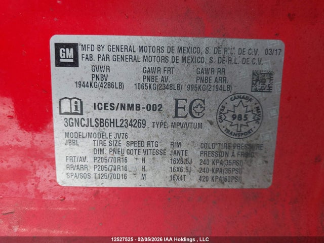 3GNCJLSB6HL234269 Chevrolet Trax Lt