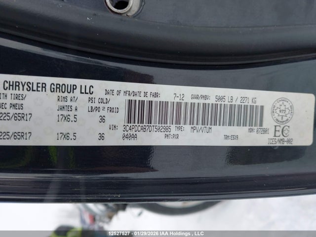 12527527 :رقم المزاد ، 3C4PDCAB7DT502985 vin ، 2013 Dodge Journey Se مزاد بيع