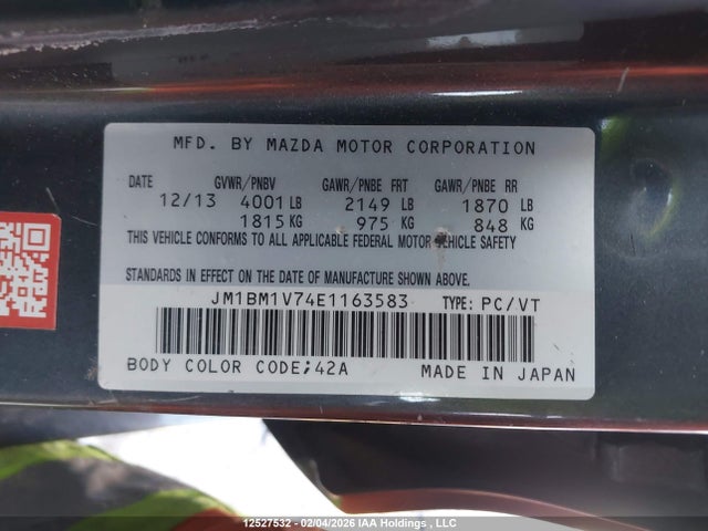 JM1BM1V74E1163583 Mazda Mazda3 Gs-sky