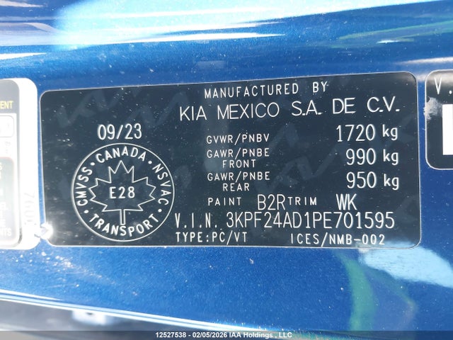 3KPF24AD1PE701595 KIA FORTE LX