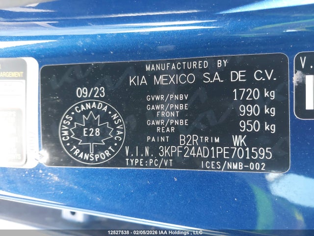 3KPF24AD1PE701595 KIA FORTE LX