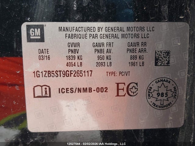 1G1ZB5ST9GF265117 Chevrolet Malibu
