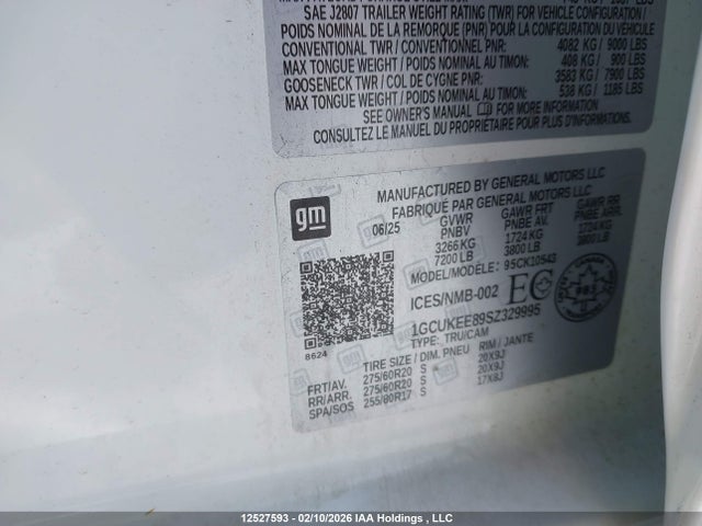 2025 Chevrolet Silverado K1500 Rst მანქანა იყიდება აუქციონზე, vin: 1GCUKEE89SZ329995, აუქციონის ნომერი: 12527593