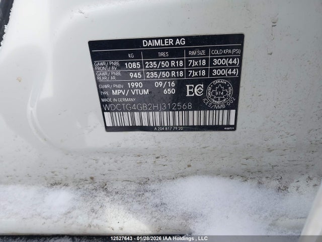 WDCTG4GB2HJ312568 Mercedes-Benz Gla 250 4matic