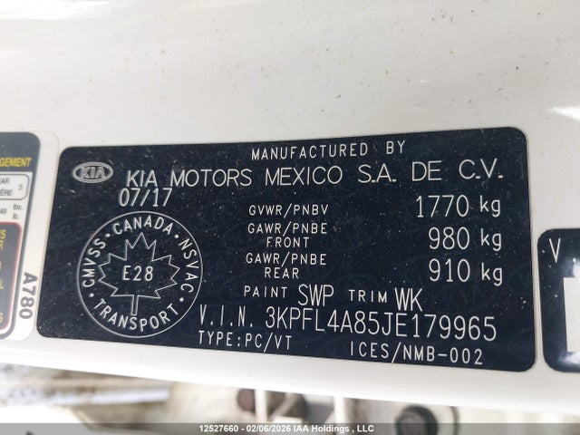 3KPFL4A85JE179965 KIA Forte Ex/ex Luxury/ex+