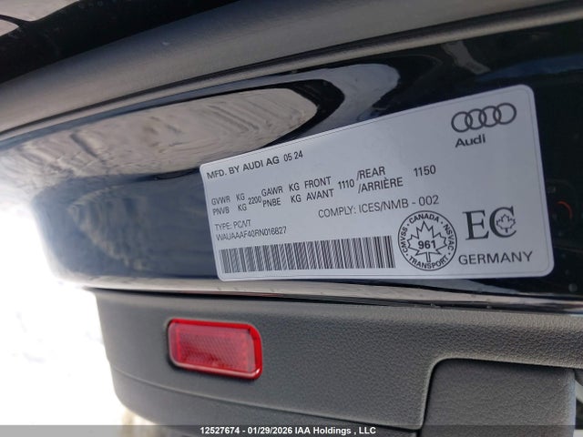 Aukcja sprzedaży 2024 Audi A4, vin: WAUAAAF40RN016827, numer aukcji: 12527674