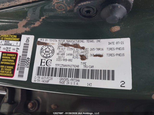 5TFCZ5ANXMX279240 Toyota Tacoma
