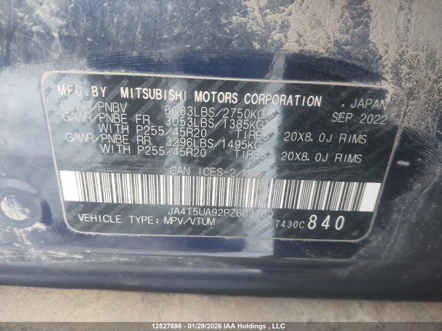 JA4T5UA92PZ603700 Mitsubishi Outlander