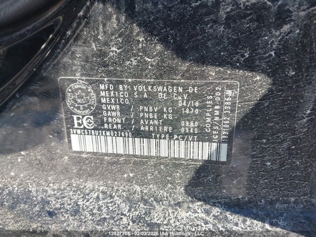 3VWC57BU2KM027690 Volkswagen Jetta S/se/r-line