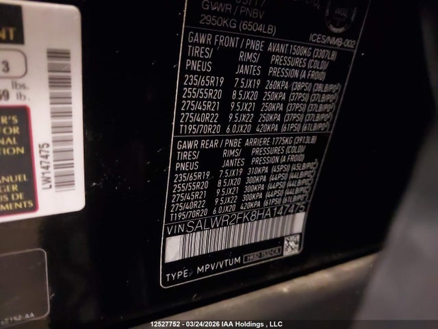 SALWR2FK8HA147475 Land Rover Range Rover Sport Hse