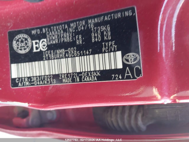 Toyota Corolla S 2016 2T1BURHE4GC651147 Image 9