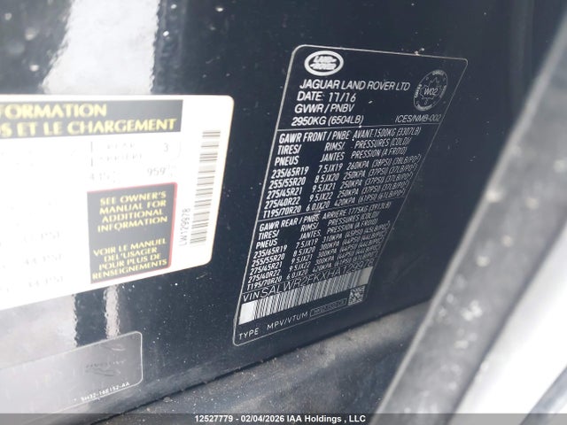 SALWR2FKXHA129978 Land Rover Range Rover Sport Hse