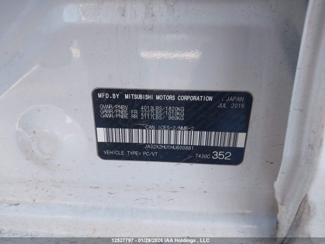JA32X2HU1HU600861 Mitsubishi Lancer Sportback Gt/se Ltd