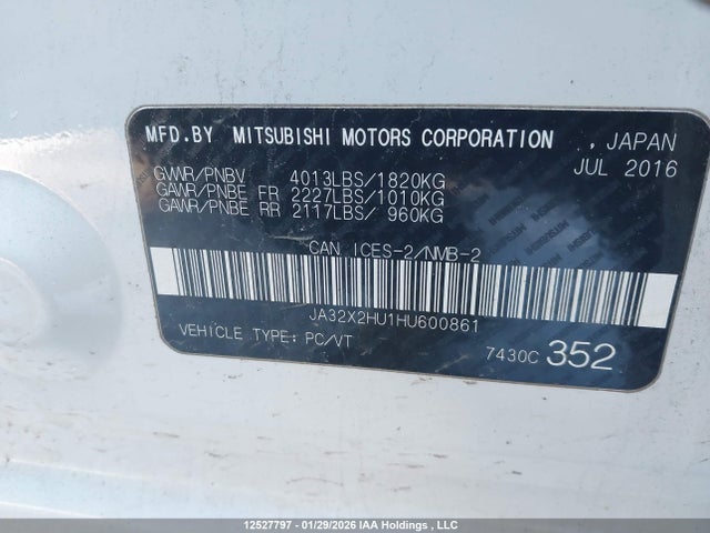 JA32X2HU1HU600861 Mitsubishi Lancer Sportback Gt/se Ltd