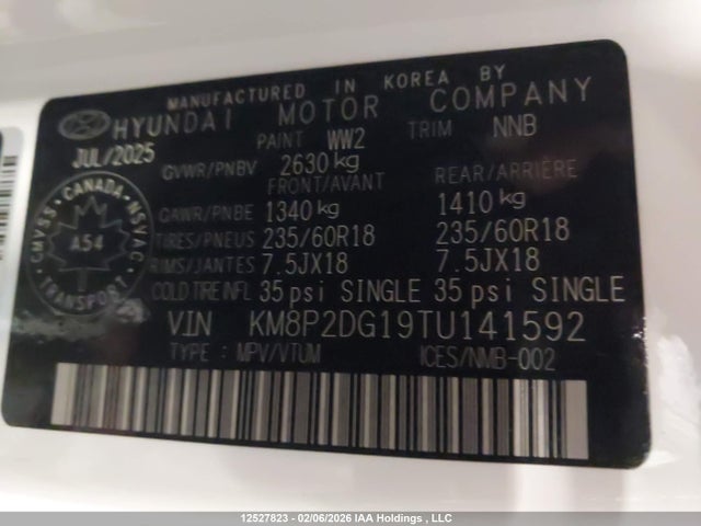 KM8P2DG19TU141592 Hyundai Santa Fe Preferred