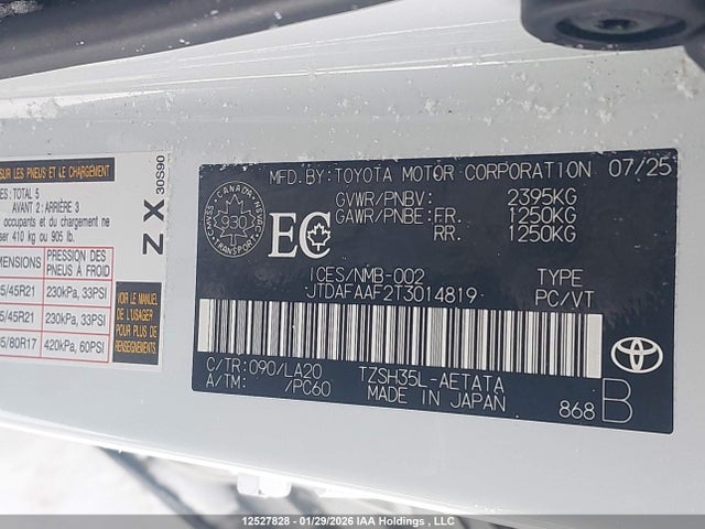 Продаж на аукціоні авто 2026 Toyota Crown Platinum, vin: JTDAFAAF2T3014819, номер лоту: 12527828