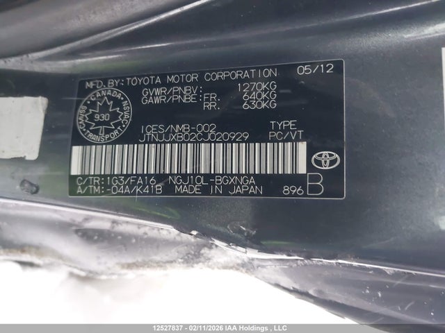 Продажа на аукционе авто 2012 Scion Iq, vin: JTNJJXB02CJ020929, номер лота: 12527837