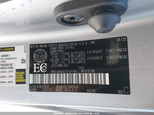 12527863 :رقم المزاد ، 7MUCAABGXTV154748 vin ، 2026 Toyota Corolla Cross Le مزاد بيع