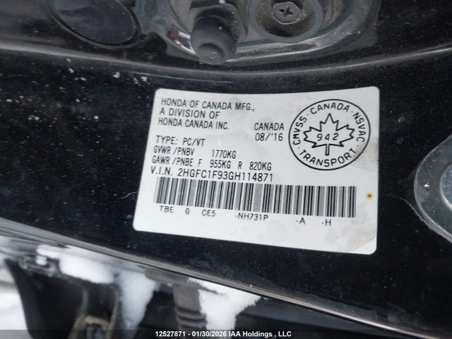 2HGFC1F93GH114871 Honda Civic Touring