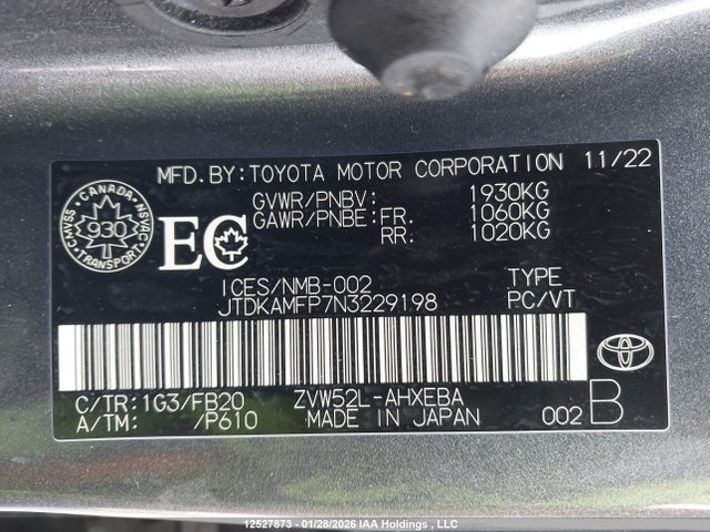 JTDKAMFP7N3229198 Toyota PRIUS PRIME