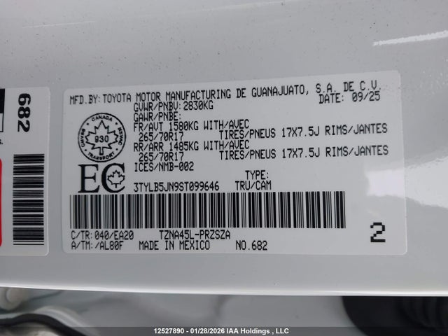 3TYLB5JN9ST099646 Toyota Tacoma Double Cab/sr5/trd Sport/trd Off Road/ltd