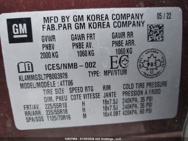 KL4MMGSL7PB003928 Buick Encore Gx Essence Awd