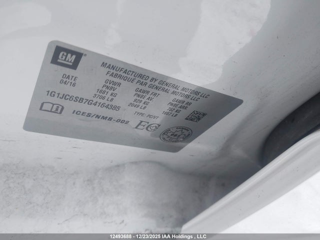 1G1JC6SB7G4164385 Chevrolet Sonic Lt Auto