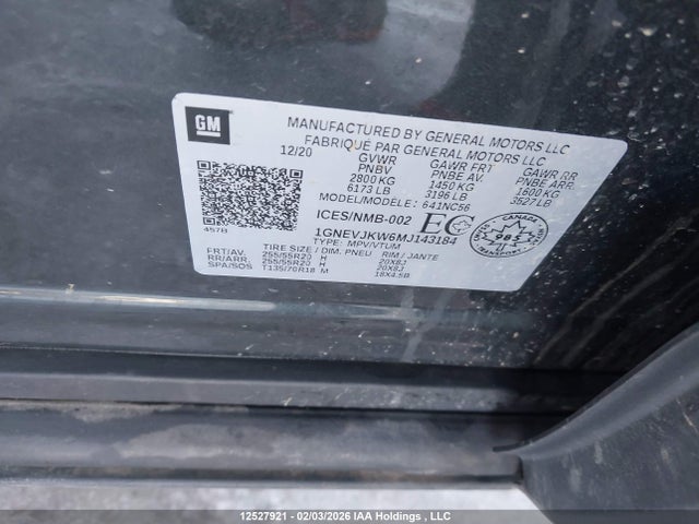 1GNEVJKW6MJ143184 Chevrolet Traverse Rs