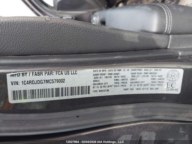 Dodge DURANGO GT 2021 1C4RDJDG7MC579002 Image 9